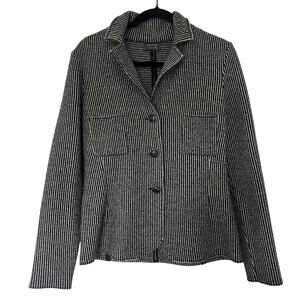 Falconeri M Merino Wool Black/White Stripe Knit Blazer-Equestrian Italian Luxury